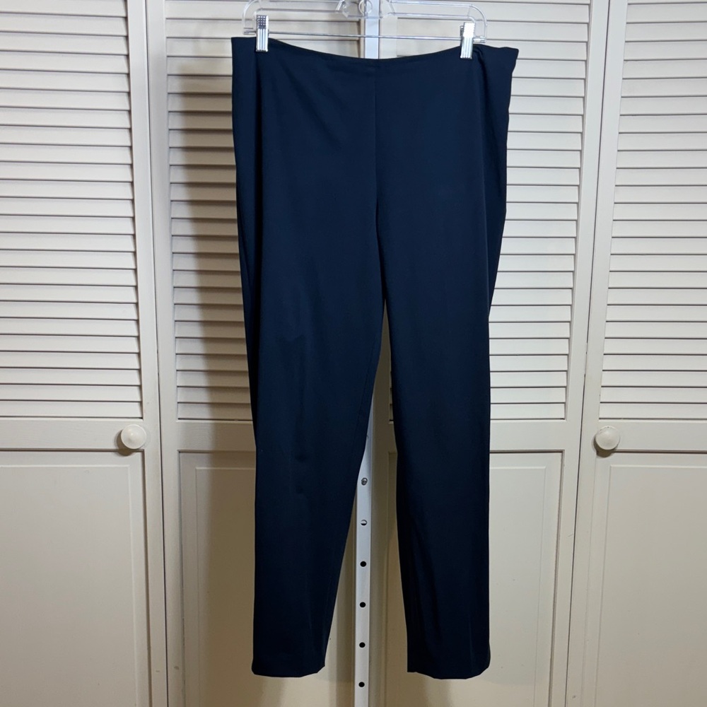 Brunello Cucinelli Navy Blue Women's Side Zip Straight Twill Pants Size 12